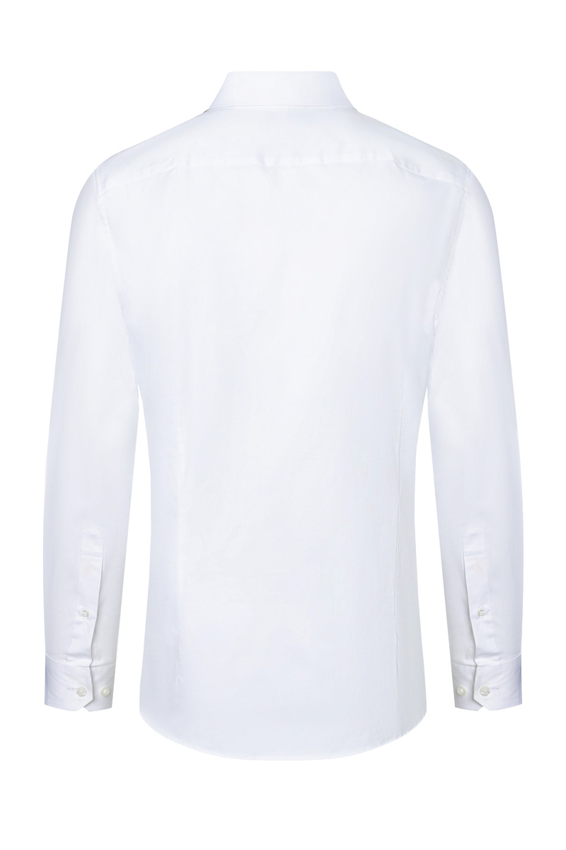 Men's Long-Sleeve Service Shirt Active-Stretch in white, Slim Fit