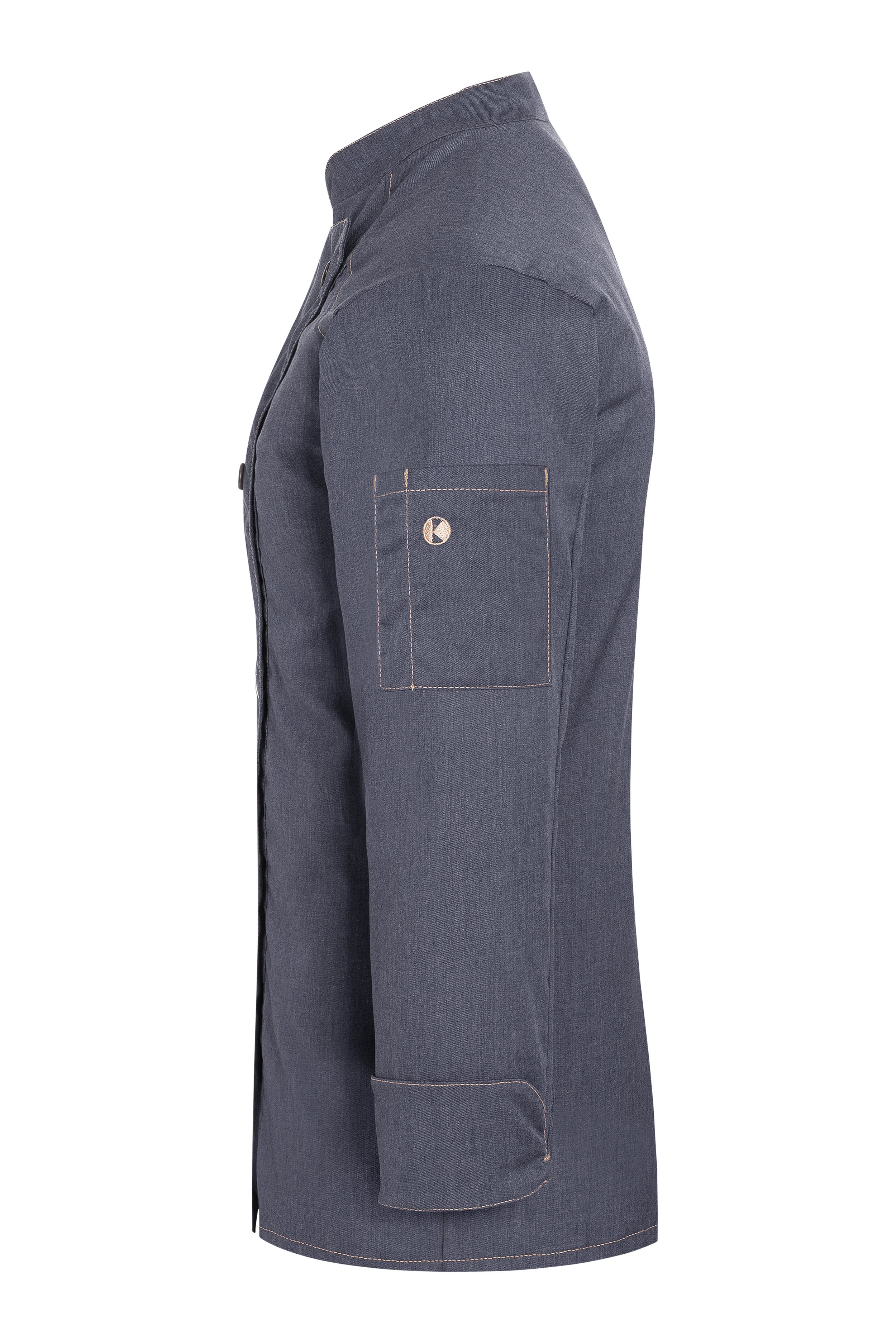 Langarm Damen-Kochjacke Jeans-Style, leicht tailliert