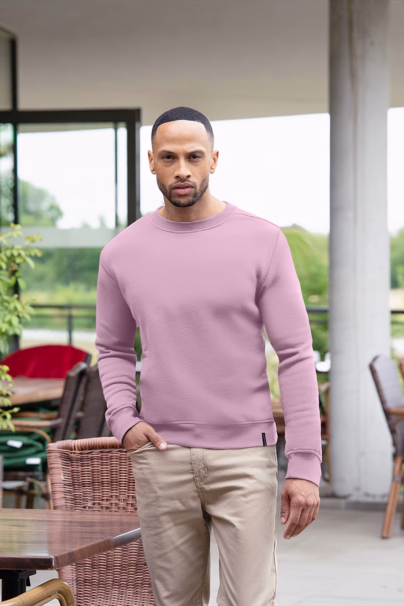 Sweatshirt, Longsleeve, Crew neck, Pink, Casual