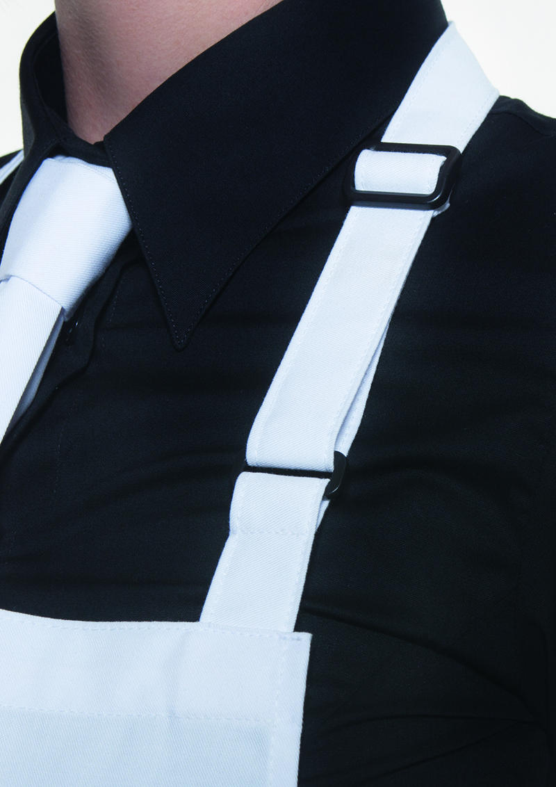 Zubehor, Kleidung, Mantel, Riemen, Gürtel, Zubehor, Kleidung, Mantel, Riemen, Gürtel, Schwarzhemd, weiße Hosenträger, Kragen, Nähte, Gurtband,  overall, apron straps, white apron, black shirt, collar detail, Hemd, Kragen, Schwarz, Hosenträger, Gurtband