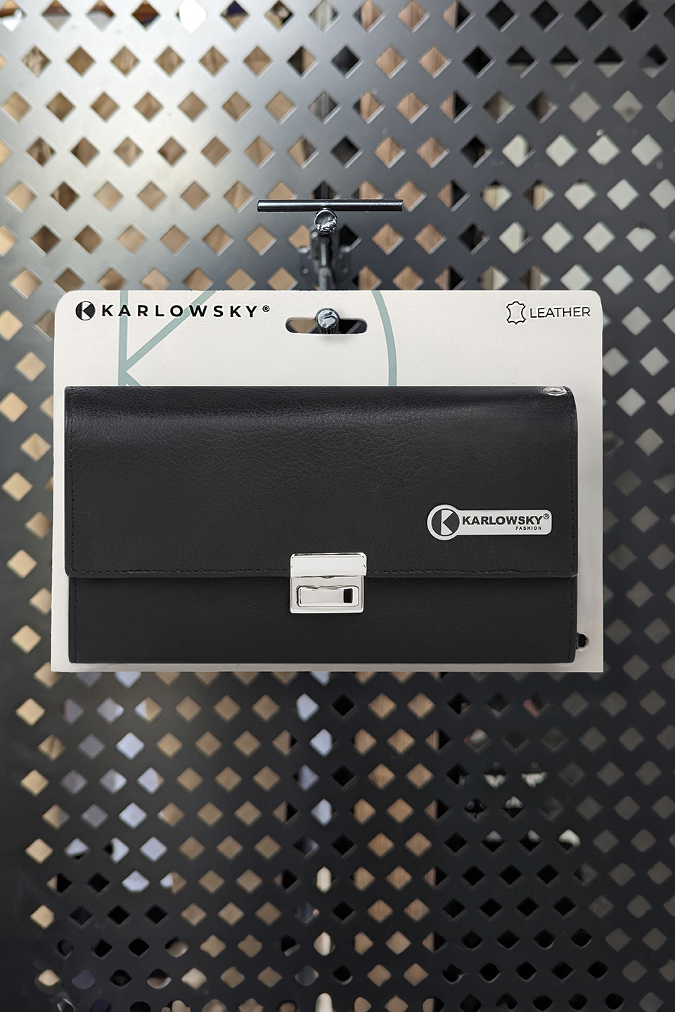 Ledertasche, Geldbörse, Schwarz, Klappverschluss, Kardholder-Logo, handtasche, leder, schwarz, schlossverschluss, karłowsky, leder wallet, lederbörse, schwarz, kartenetui, verschluss, Handtasche, Schultertasche, Leder, Schlossverschluss, Karlowsky