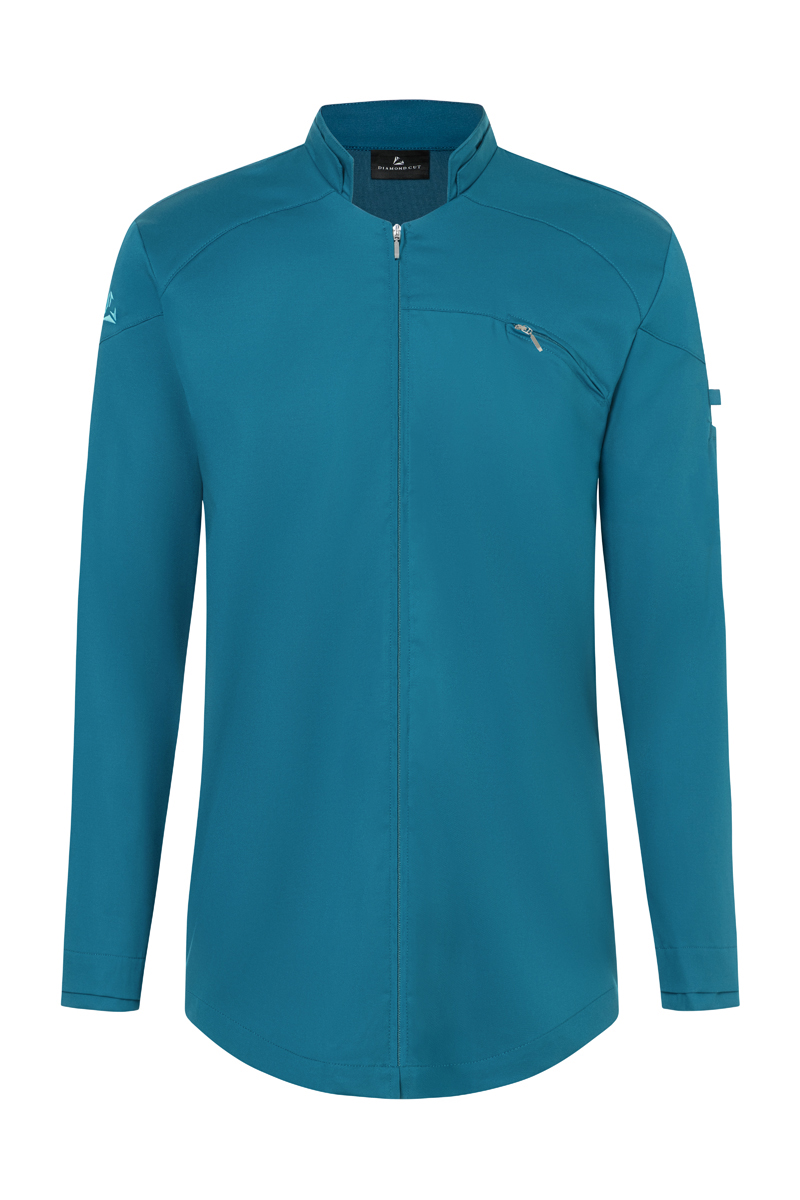 Jacke, Reißverschluss, Seitentasche, Militärblau, Langarm, jacke, langenarm, reißverschluss, tapezierte tasche, teal blau, Jacke, Reißverschluss, Fronttasche, Kragen, Langarm
