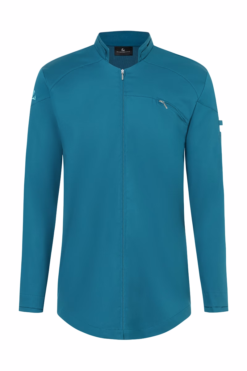 Jacke, Reißverschluss, Seitentasche, Militärblau, Langarm, jacke, langenarm, reißverschluss, tapezierte tasche, teal blau