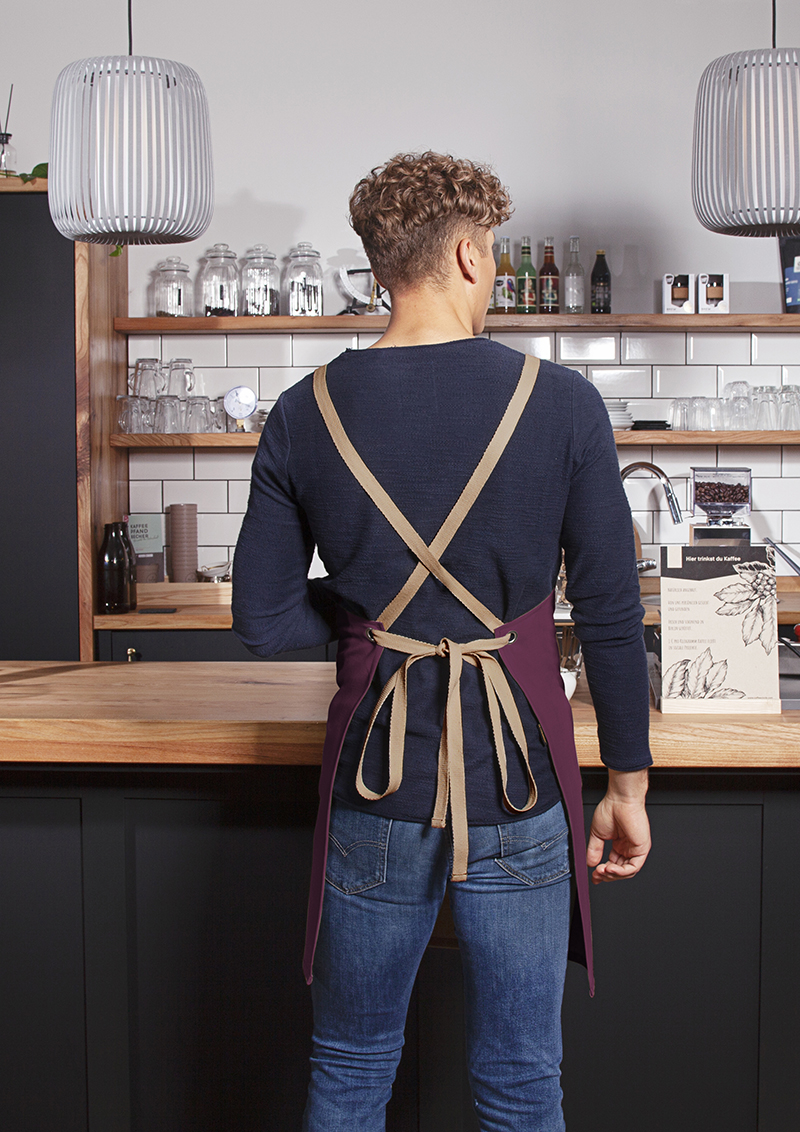 Bib Apron Urban-Nature with Cross Straps and Big Pocket