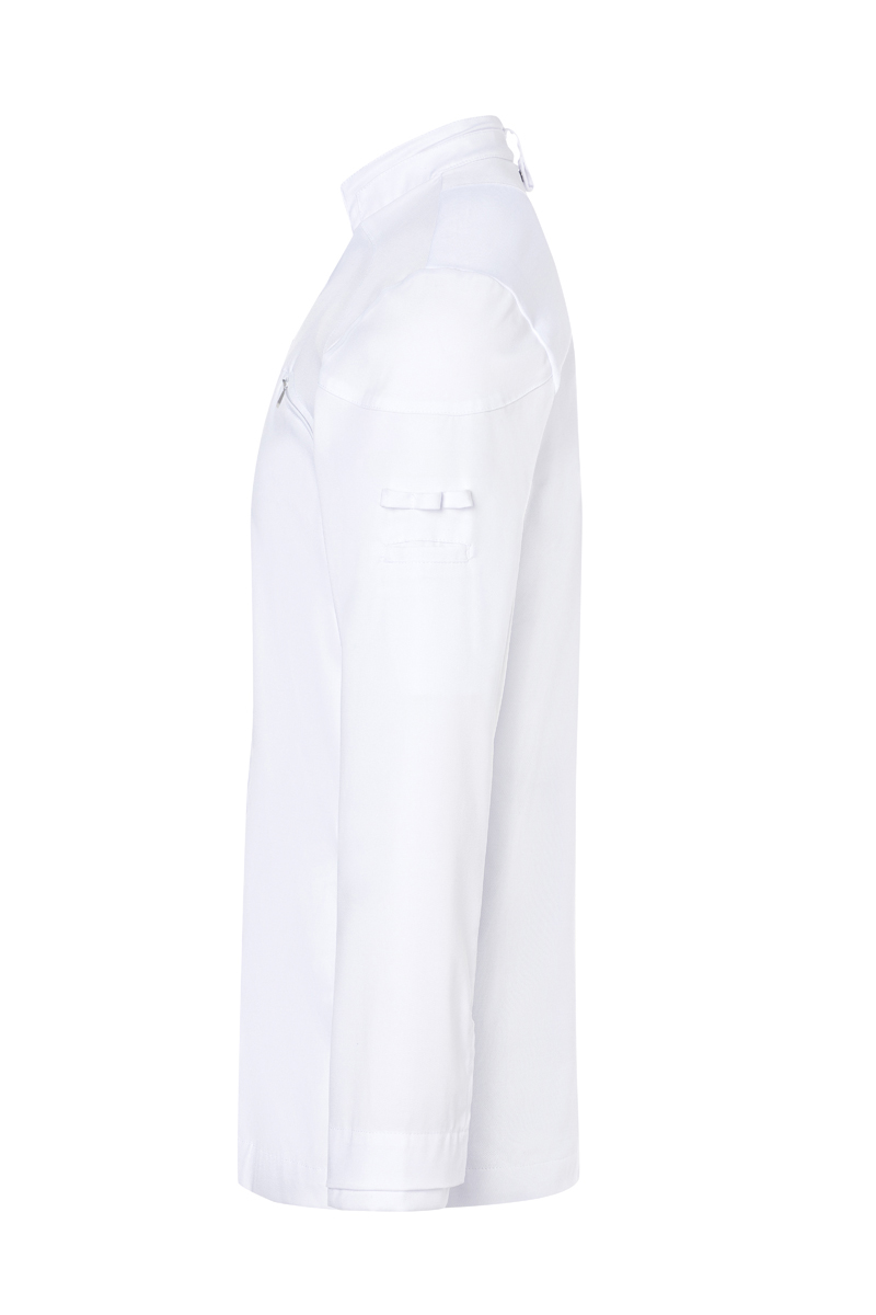 Hemdjacke, Weiß, Langarm, Brusttasche, Riegel, weiß, Hemd, Langarm, Kragen, Tasche