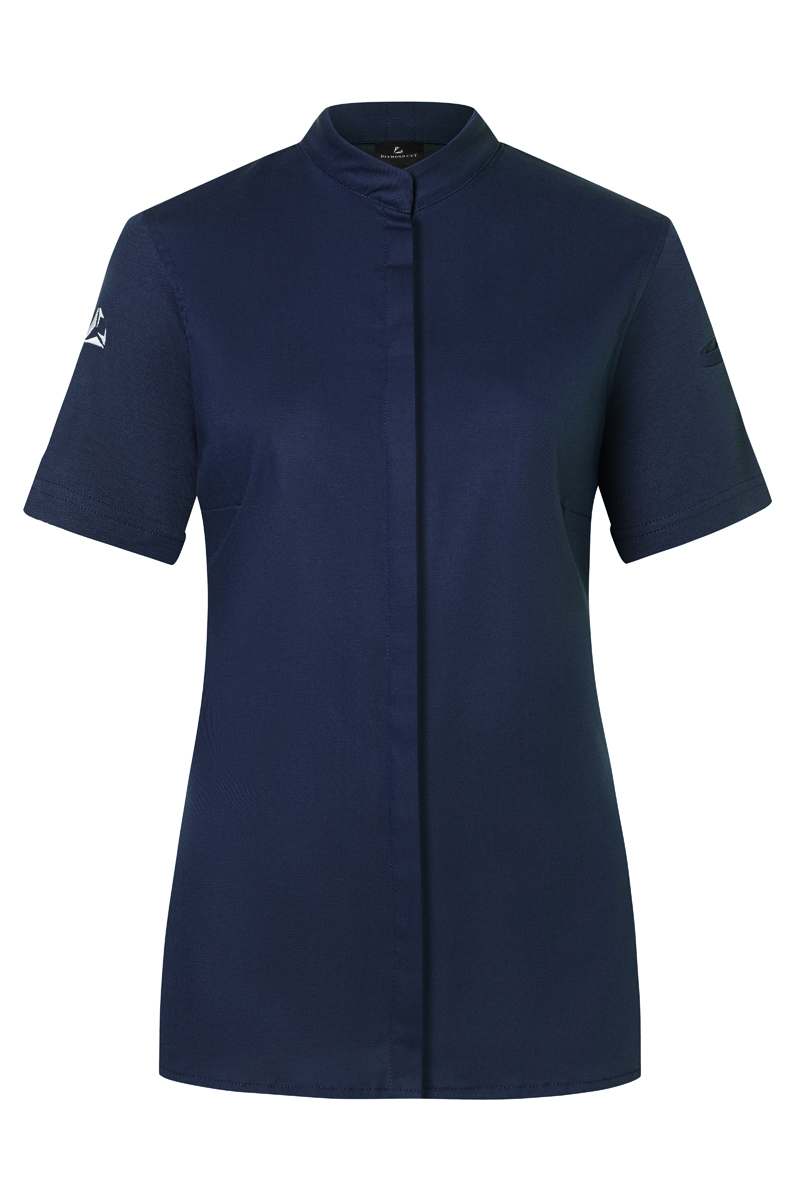 jacke, kurzärmlig, reverslos, unifarben, navy,  kurzärmlig, jacke, marineblau, hochkragen, frontreißverschluss