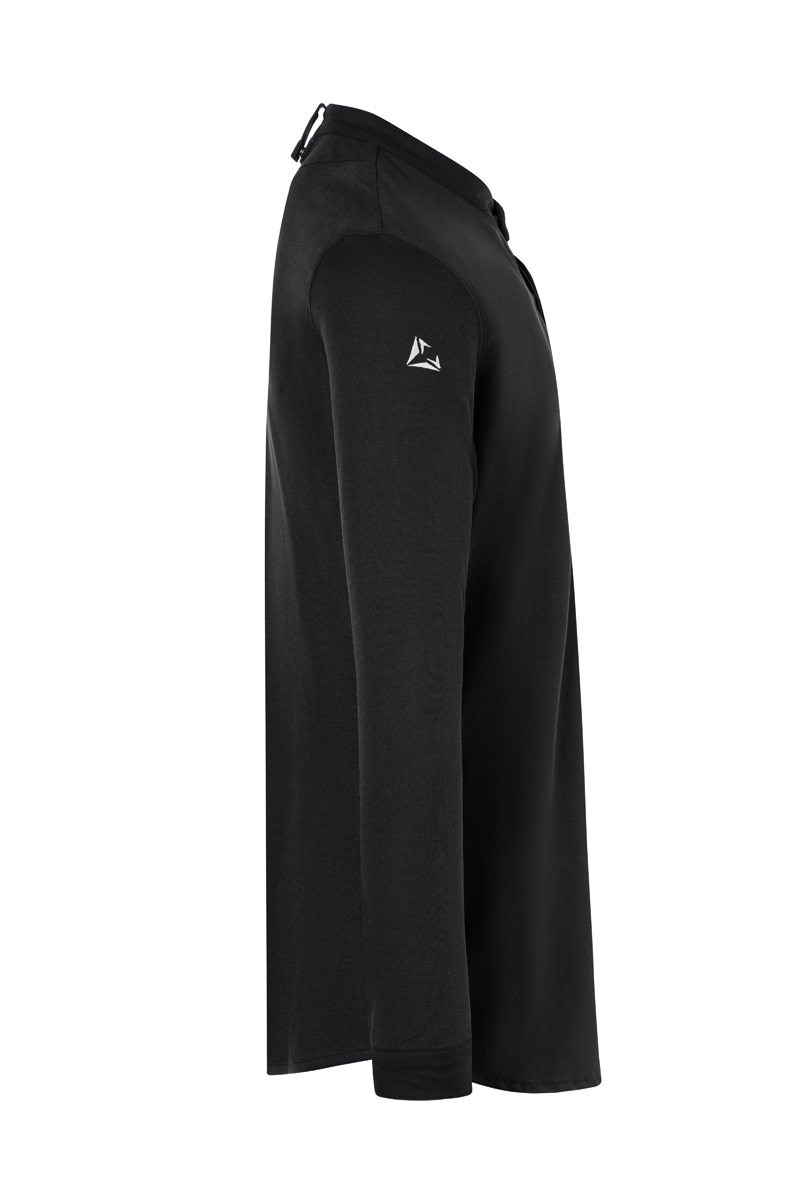 Langarmshirt, Schwarz, Polo-Stil, Logo, Weiches Material