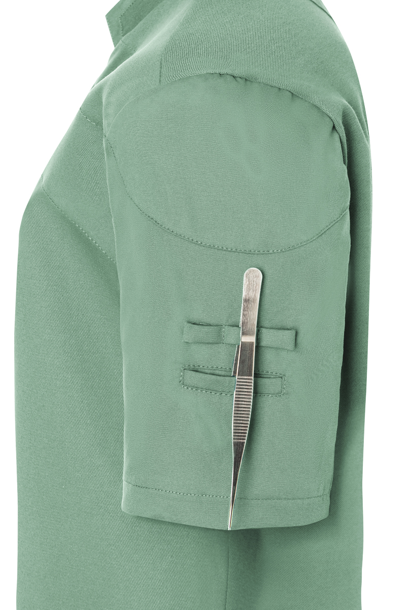 armband, messer, taschen-detail, knopfloch, hem-saum, grün, Kurzarm, T-Shirt, Arm-Reißverschluss, Stoff-Kreuzstich, Grünes Shirt, Armtasche, Klettverschluss-Schnalle, Kurzarm, Stichdetails