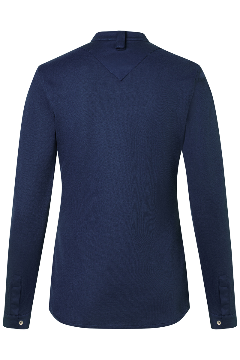 bluse, marineblau, langarm, kragen, rückseite, bluse, langarm, knopfen, kragenband, dunkelblau, Hemd, Langarm, Navy, Unifarben, Knopfmanschetten