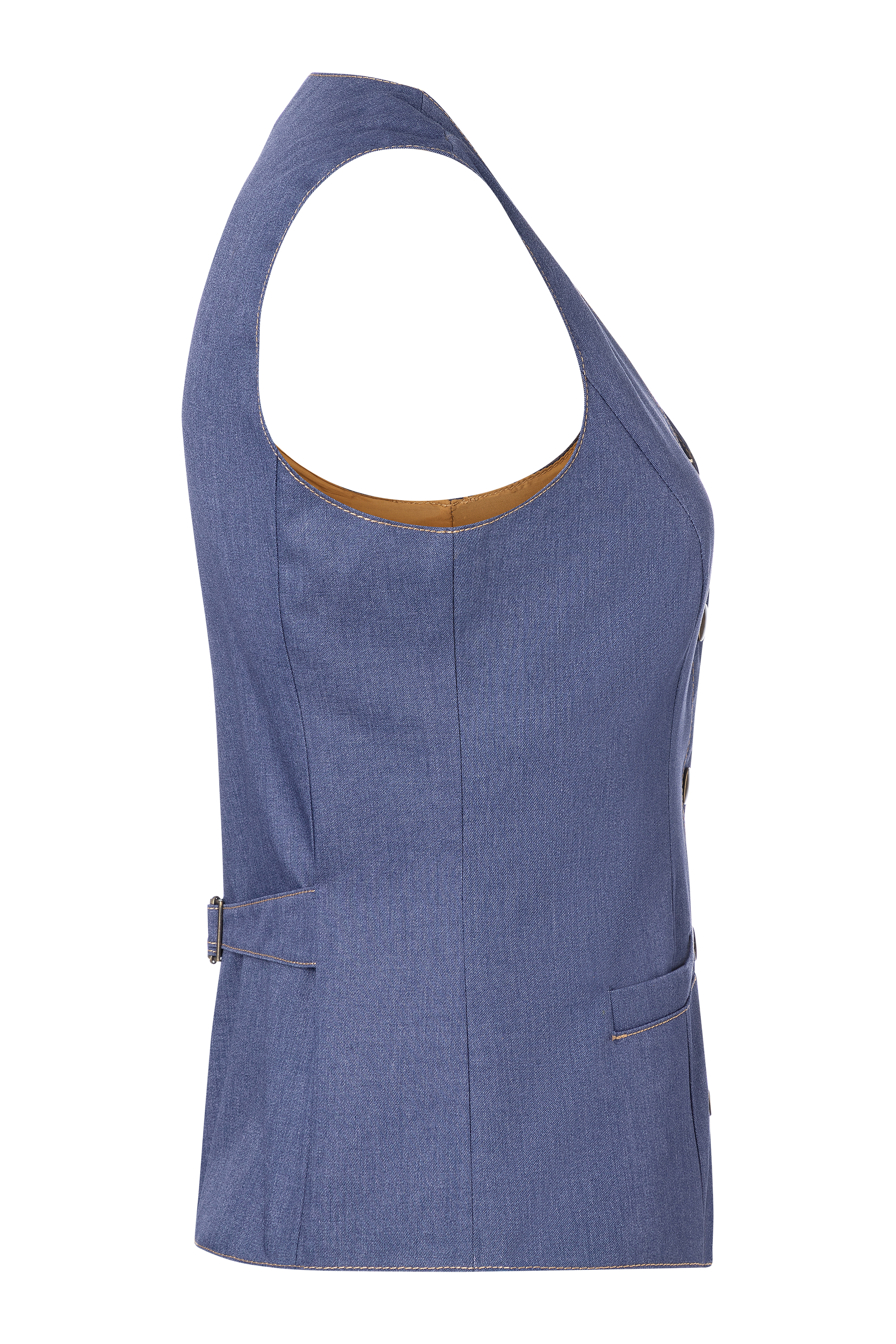 Women's Waistcoat Jeans-Style Sleeveless Contrast Stitching