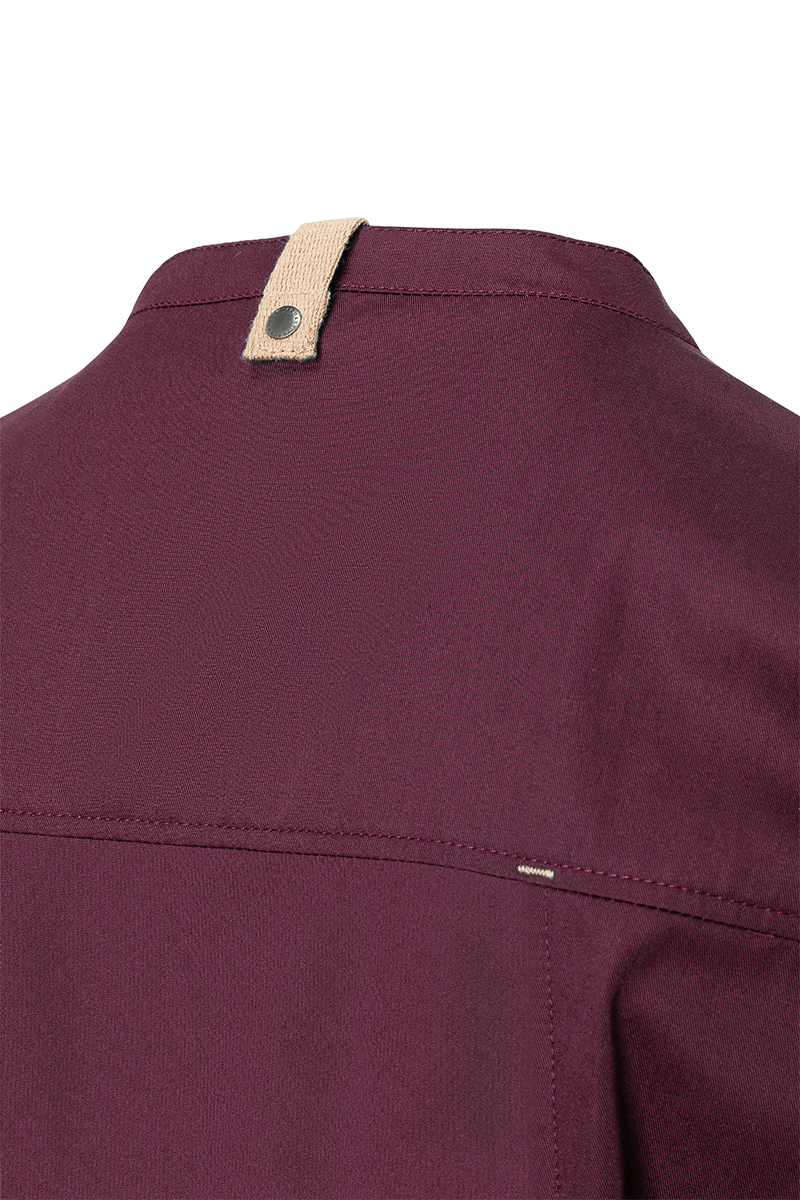 Langarm Herren-Kochjacke Green Generation in aubergine, leicht tailliert