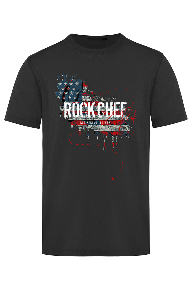 T-Shirt, Rundhalsausschnitt, Kurzarm, schwarz, Grafikprint, T-Shirt, schwarz, Rundhalsausschnitt, Kurzarm, Rockmotiv