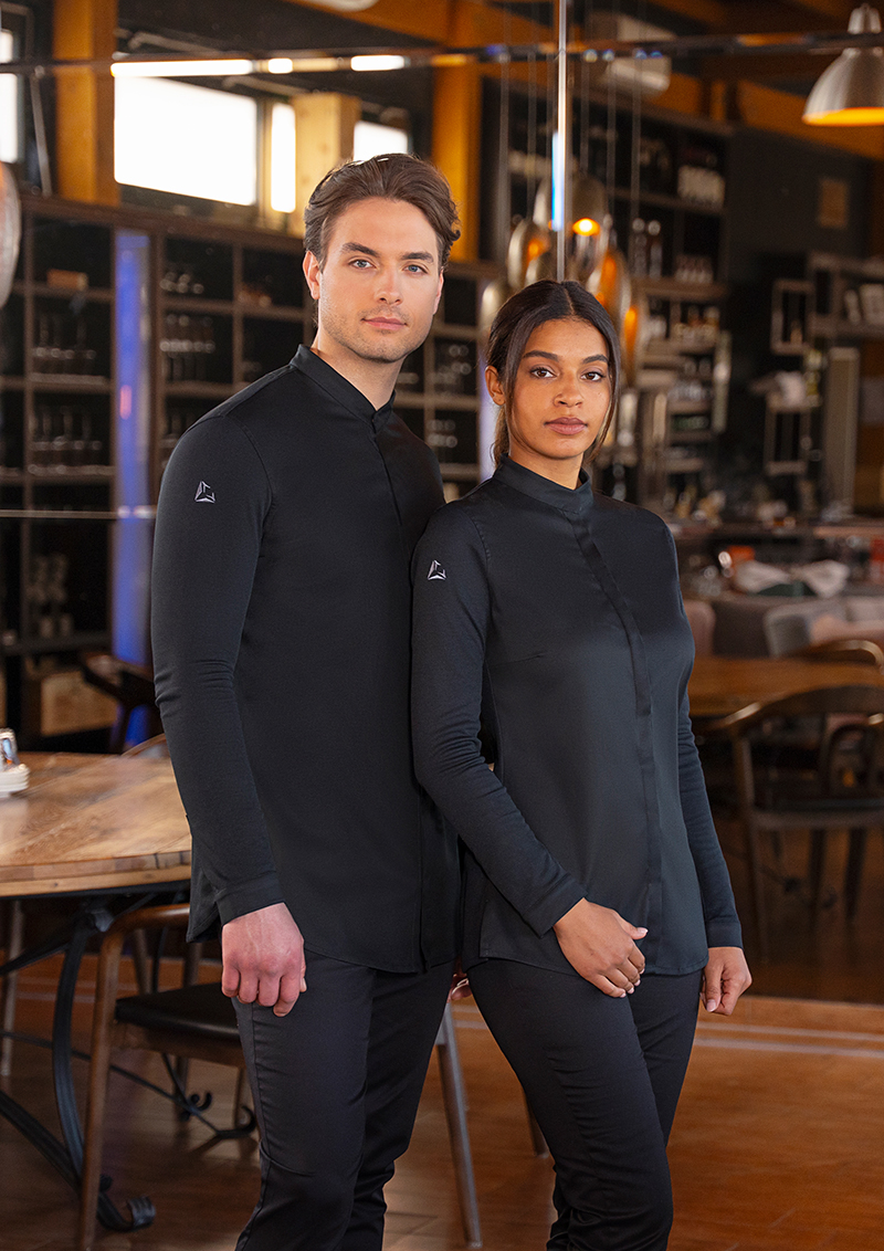 langarmshirt, ungefüttert, schwarz, uni, uniform
