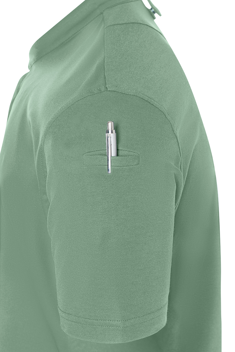 Polo-Shirt, Kurze Ärmel, Brusttaschenreihe, Reißverschluss-Pen, Stoffstruktur