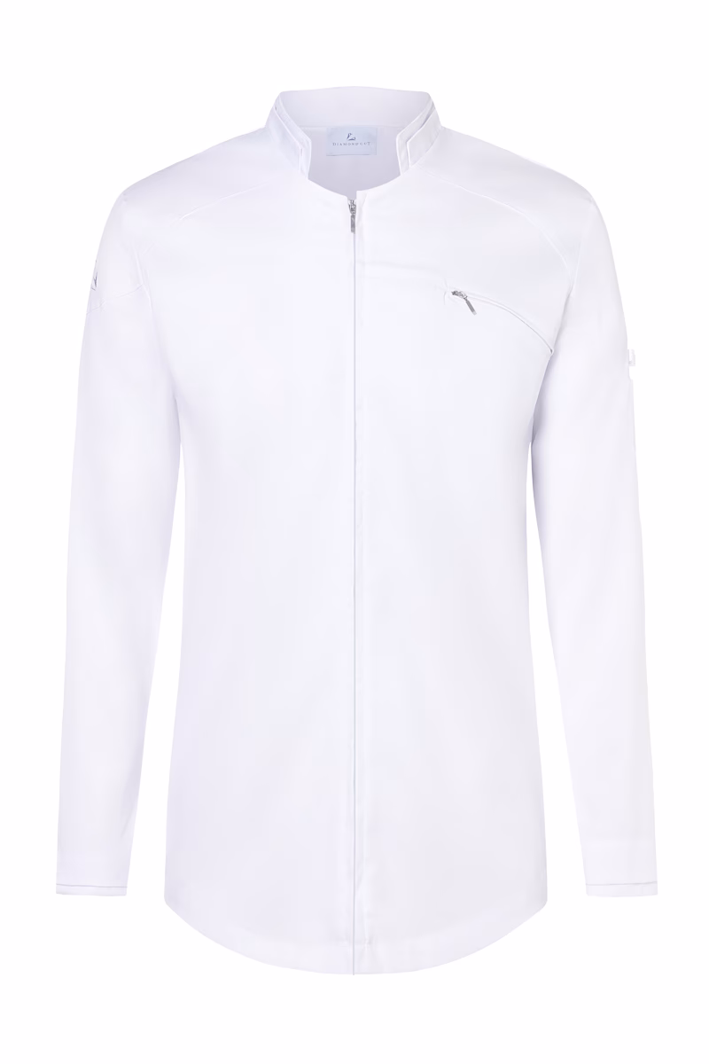 weiß, Reißverschluss, Stehkragen, langarm, Tasche