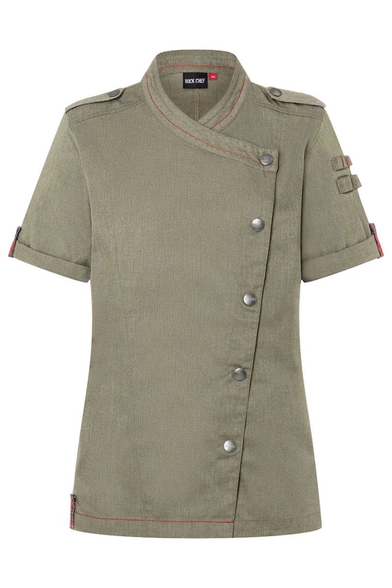 Short-sleeved Ladies' Chef Jacket Denim-Style ROCK CHEF®-Stage2 Short-sleeved Ladies' Chef Jacket Denim-Style ROCK CHEF®-Stage2
