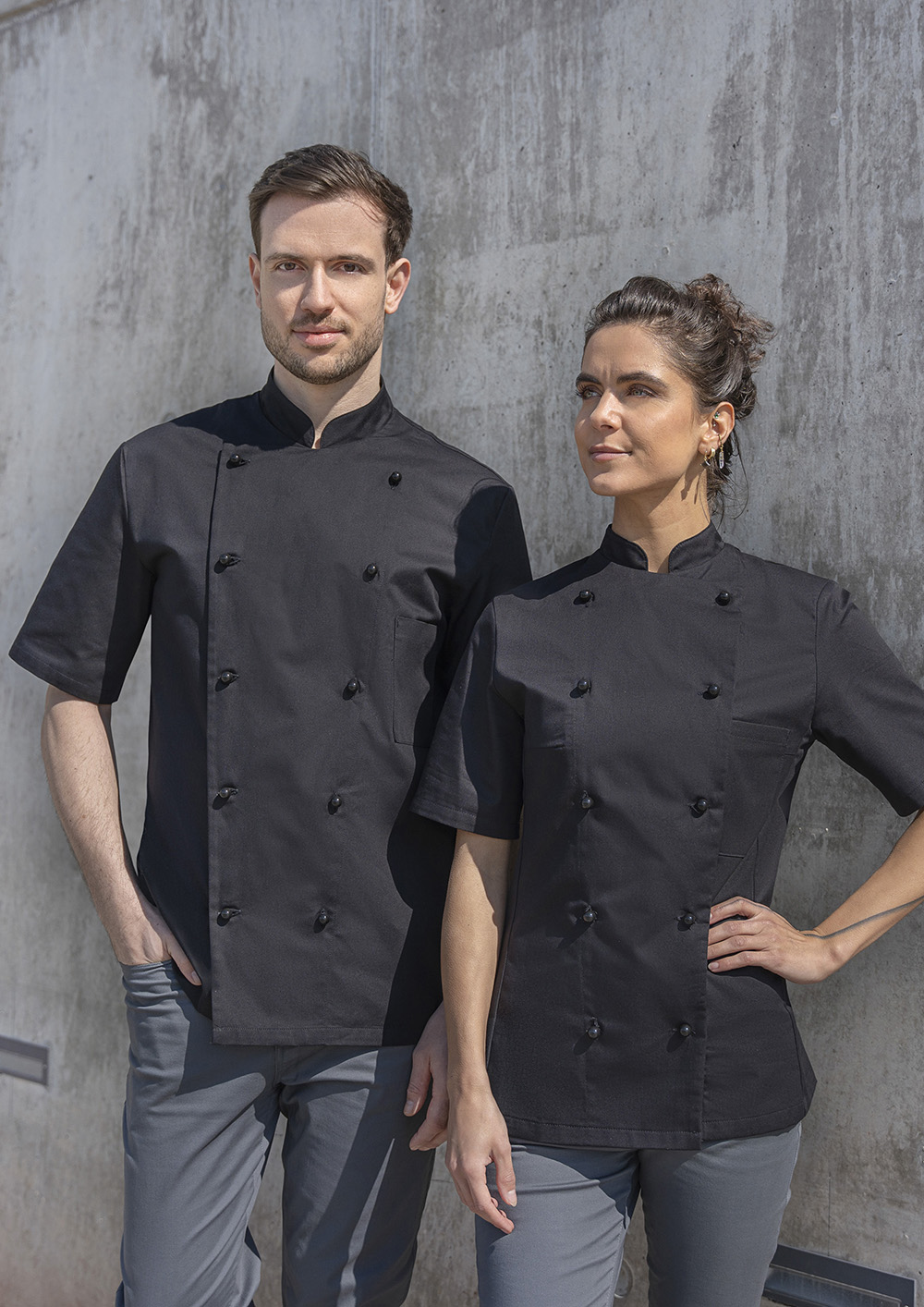 Women's Short-Sleeve Chef Jacket Pauline Cotton slightly fitted