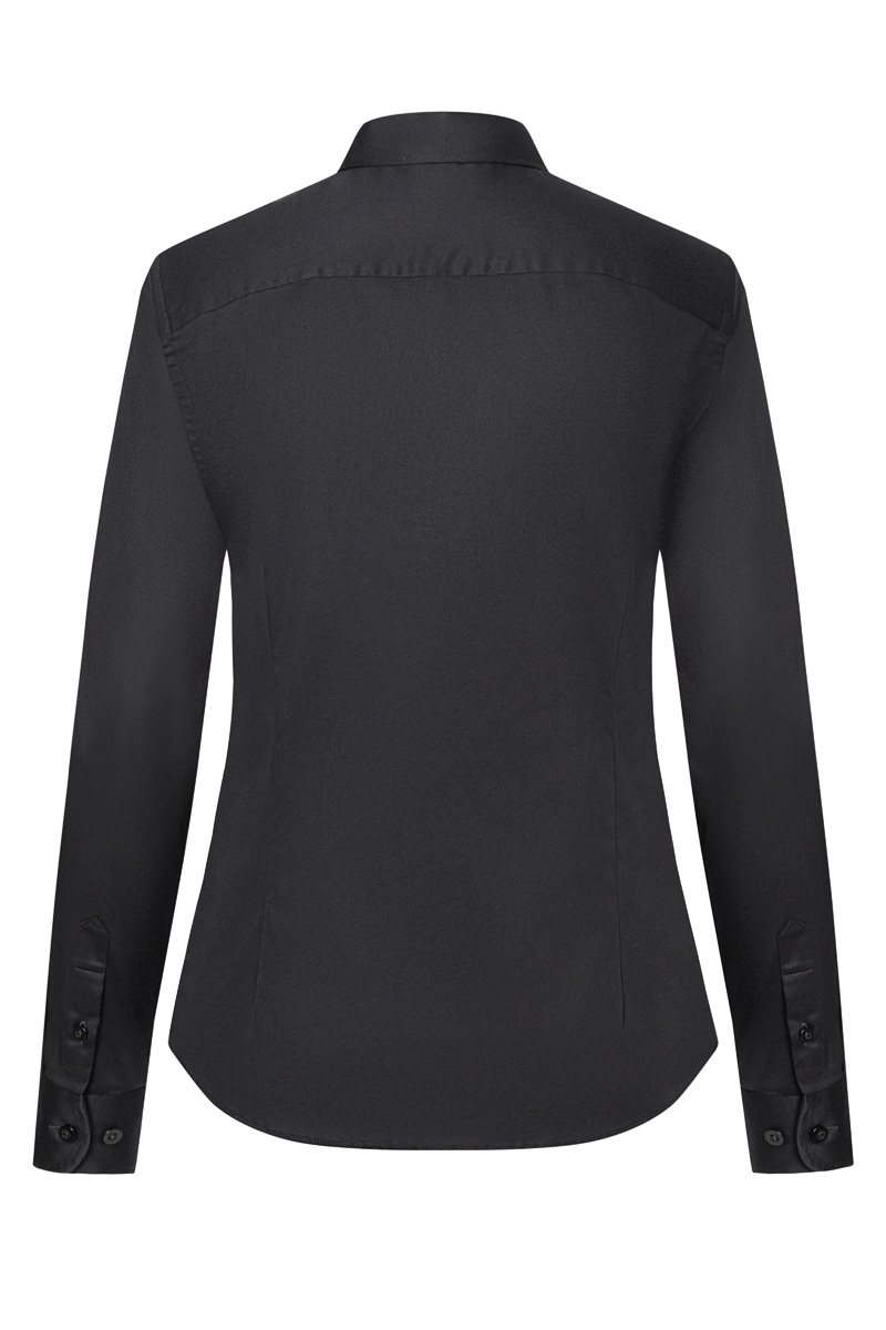 Langarm Damenbluse Active-Stretch in schwarz, leicht tailliert
