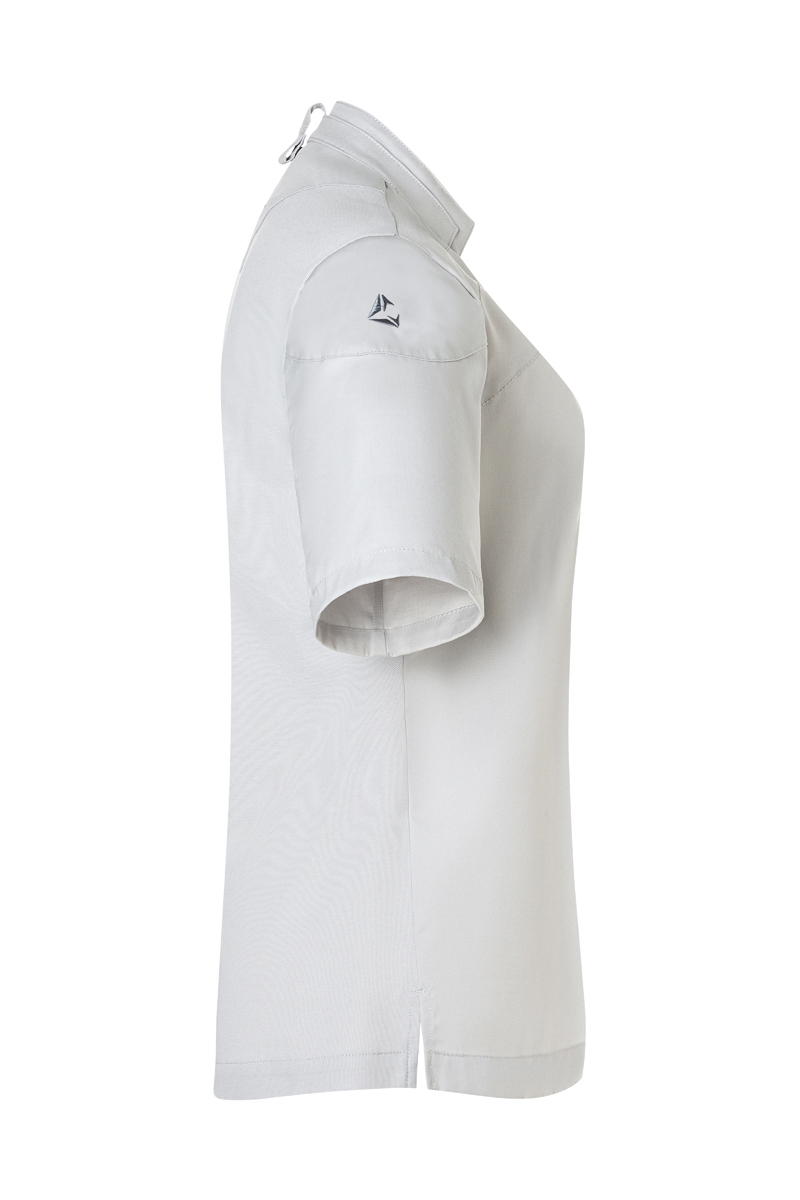polohemd, kurzarm, hellgrau, Kragen, Logo-Emblem, Poloshirt, kurzarm, helles grau, Kragen, Logo-Detail, polo-Shirt, kurzarm, hellgrau, Kragen, Logo