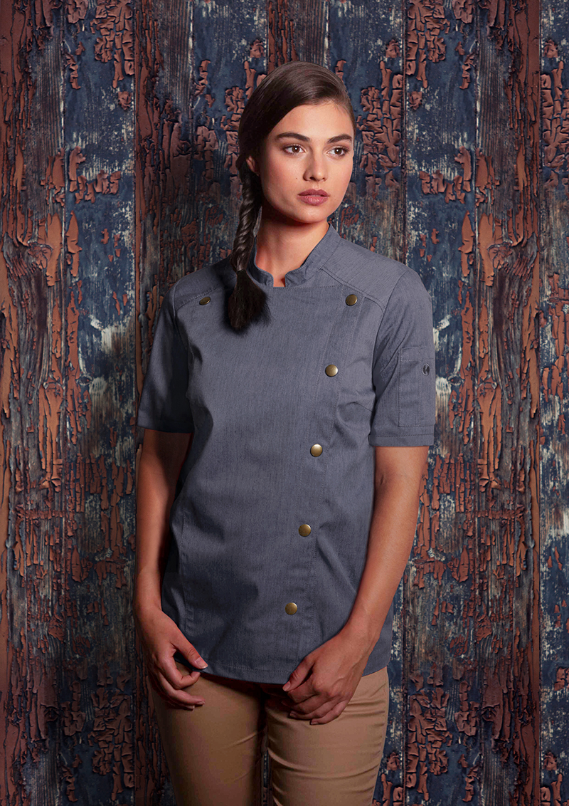 Short-Sleeve Ladies' Chef Jacket Jeans-Style