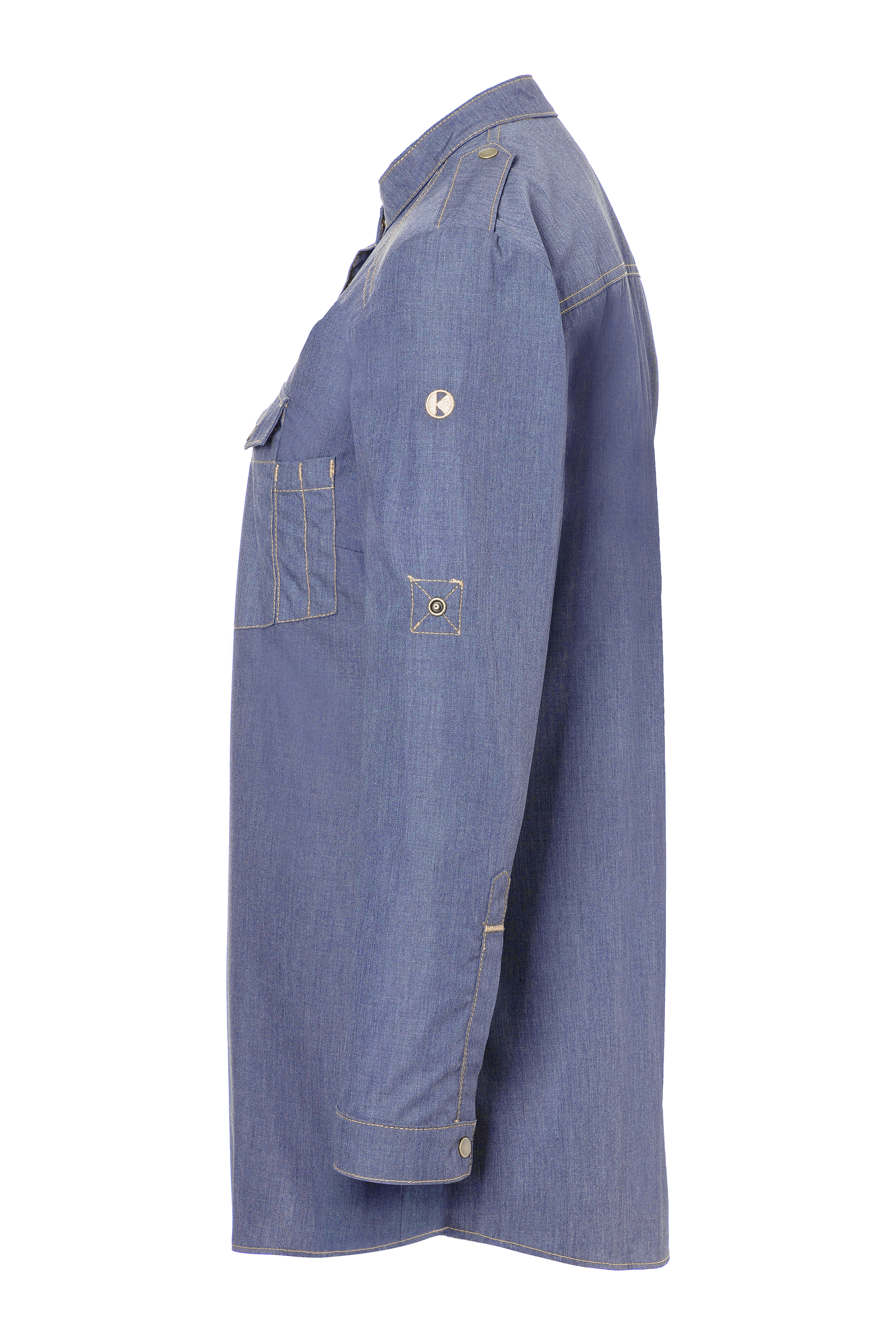 Women's Long-Sleeve Chef Shirt Jeans-Style Slim Fit