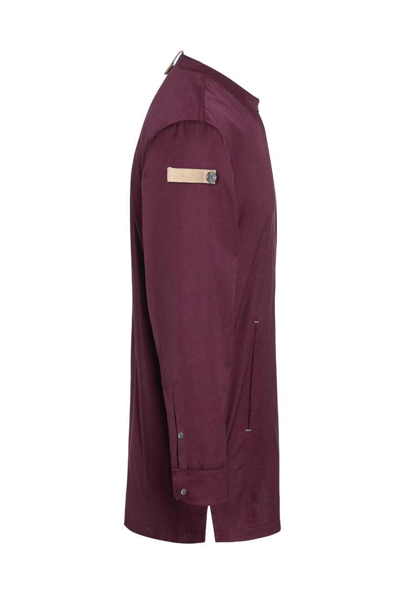 Langarm Herren-Kochjacke Green Generation in aubergine, leicht tailliert