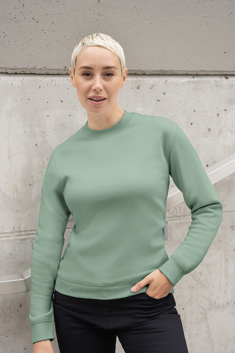 Langarm, Gesicht, Person, Lächeln, Handlauf, Langarm, Gesicht, Person, Lächeln, Handlauf, Langarm, Gesicht, Person, Lächeln, Handlauf, Sweatshirt, Rundhalsausschnitt, Langarm, Unifarben, Mintgrün