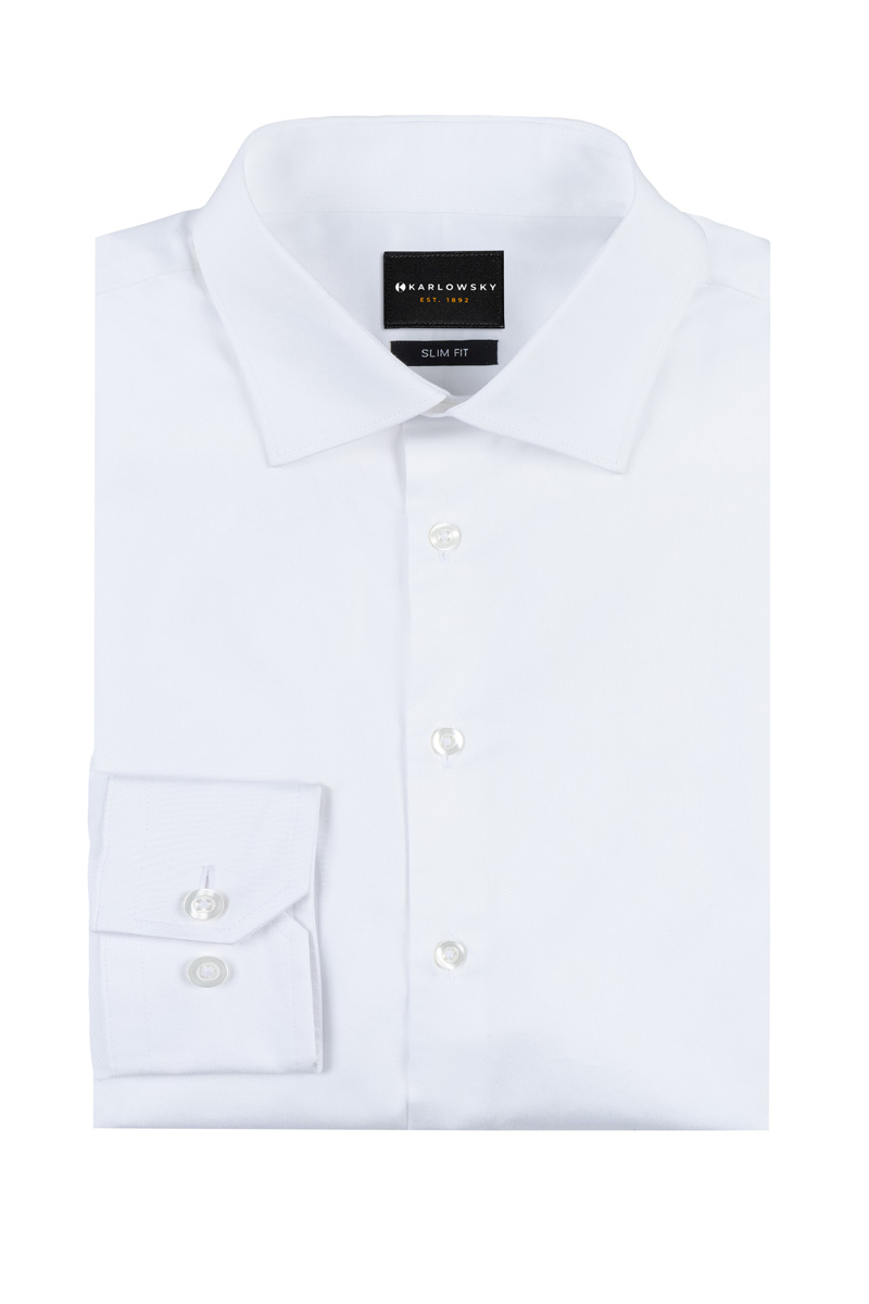 Men's Long-Sleeve Service Shirt Active-Stretch in white, Slim Fit
