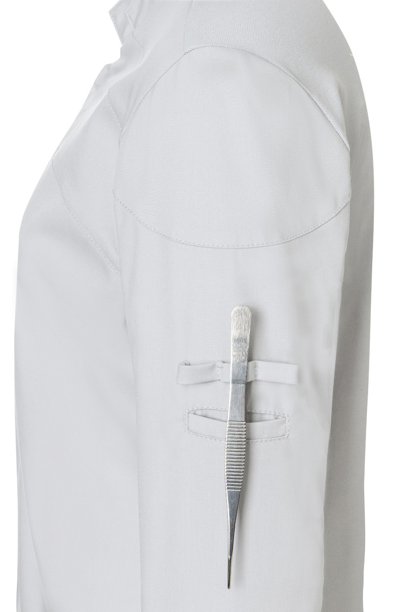 weiß, Laborjacke, Tasche, Stiftfach, Metallstecker, weiß, Jacke, Aufnäher, Tasche, Werkzeughalter, white, Jacke, Armtasche, Parker, Metallwerkzeug