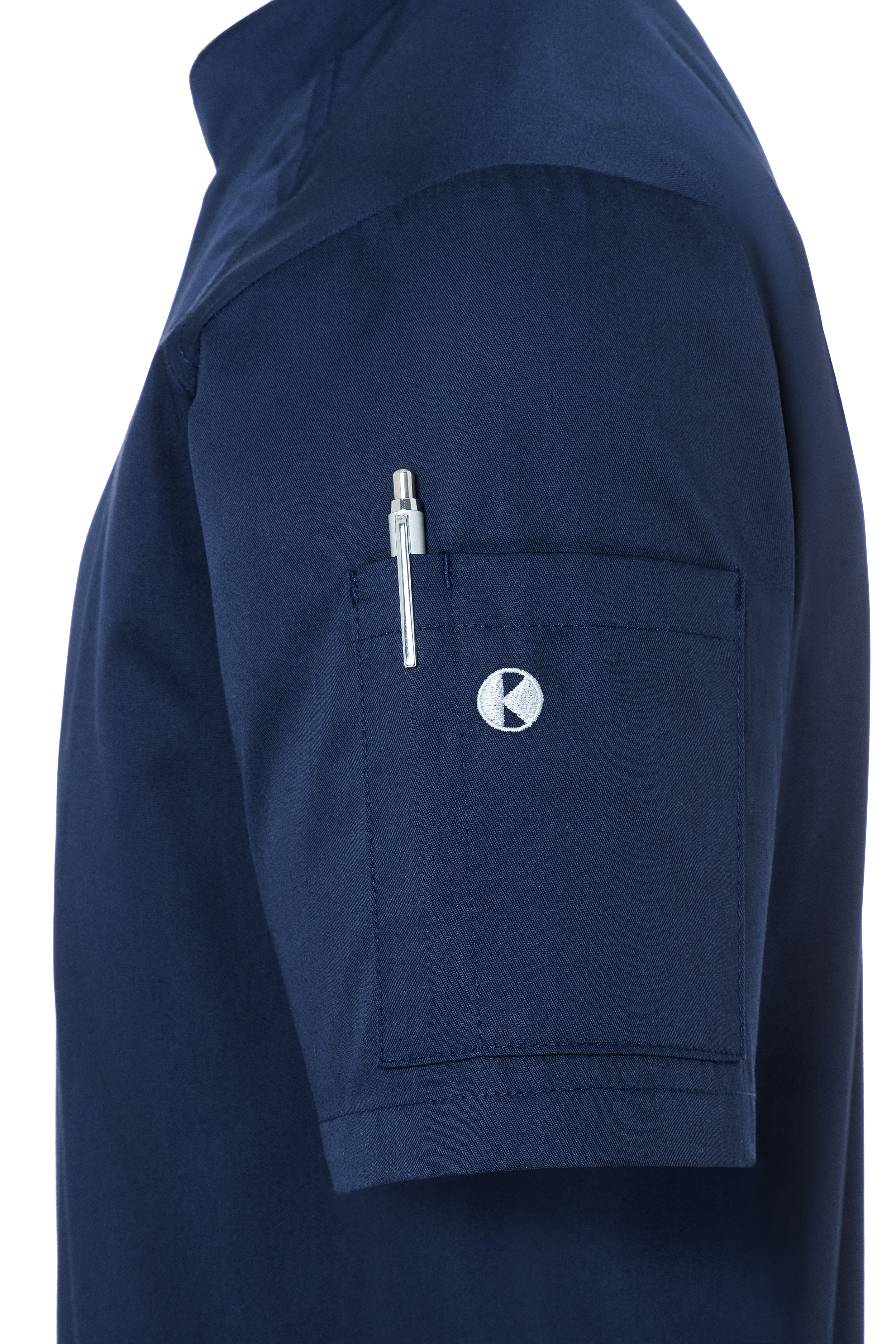 Kurzarm Herren-Kochjacke Modern-Look in marine, leicht tailliert