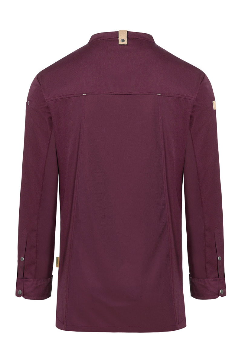 Langarm Herren-Kochjacke Green Generation in aubergine, leicht tailliert