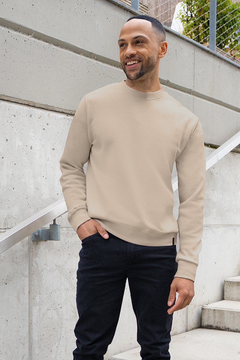 Sweatshirt, Beige, Long sleeves, Crew neck, Casual wear