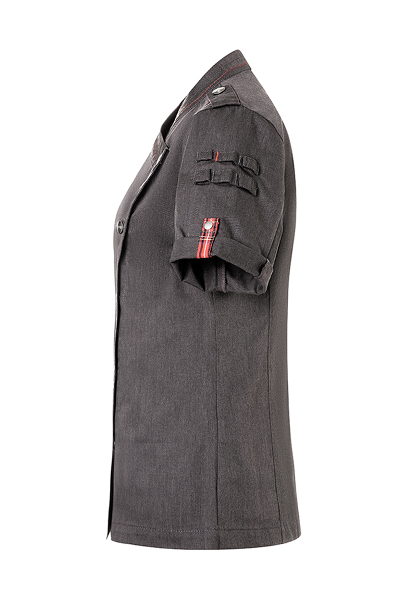 Kurzarm Damen-Kochjacke ROCK CHEF® Stage2 Denim-Style, leicht tailliert
