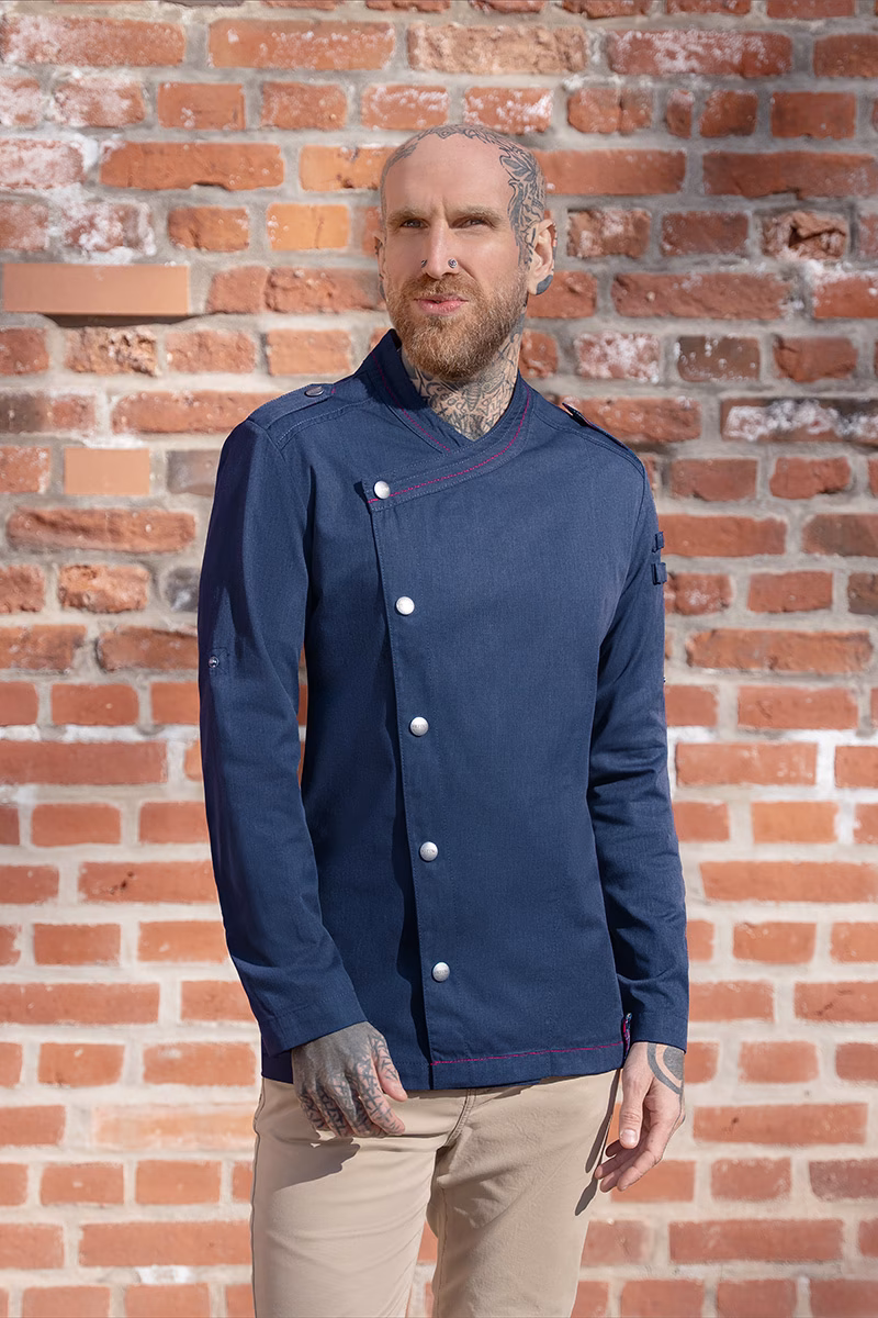 Hosen, Ärmel, Hemd, Mann, Person, Hosen, Ärmel, Hemd, Mann, Person, dunkler Naval, Chef-Jacke, Knopfleiste, Langarm, Baumwolle