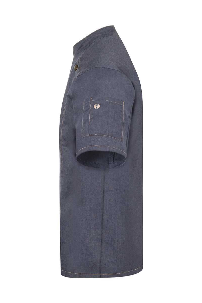 Kurzarm Herren-Kochjacke Jeans-Style, leicht tailliert