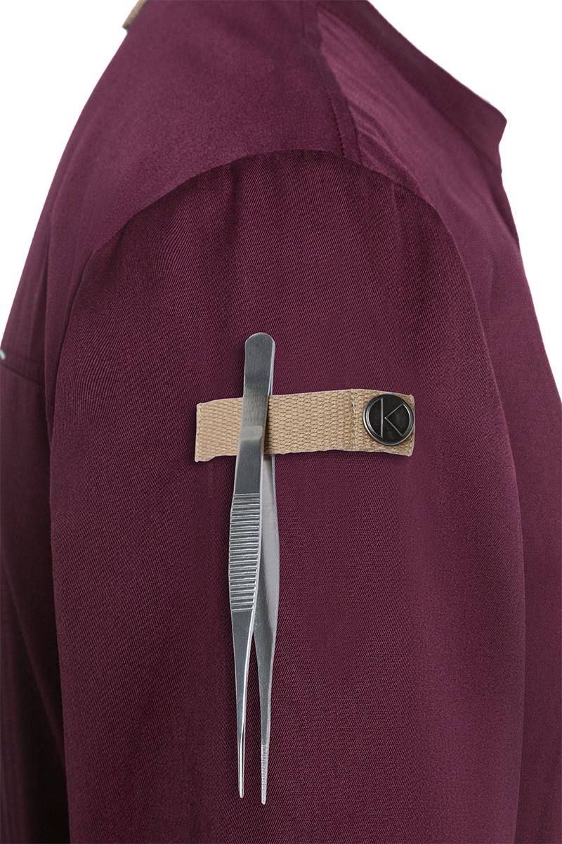 Langarm Herren-Kochjacke Green Generation in aubergine, leicht tailliert
