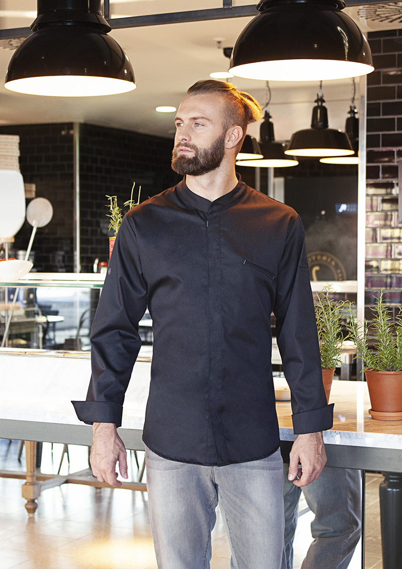 Langarm Herren-Kochjacke Modern-Touch, leicht tailliert