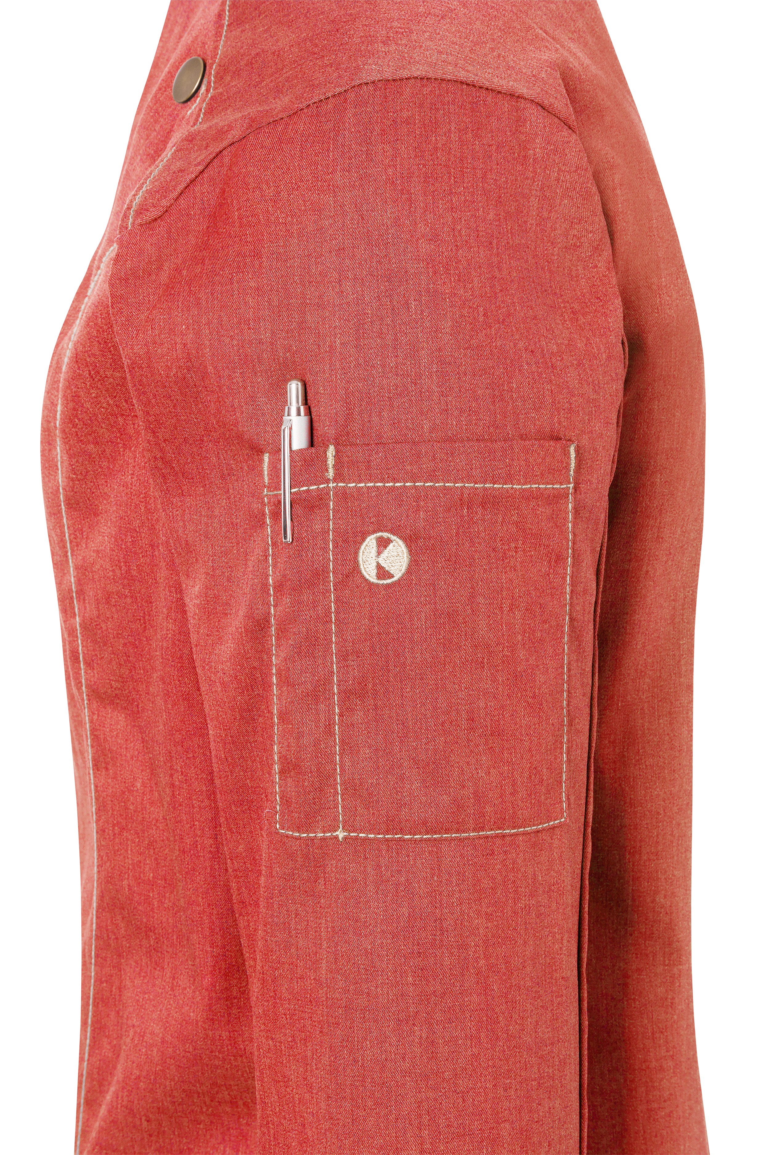 Langarm Damen-Kochjacke Jeans-Style, leicht tailliert