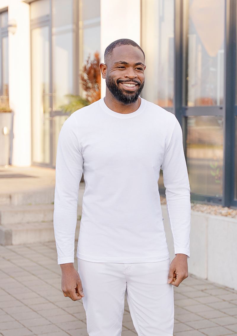 Langarm Herren Workwear Shirt Casual-Flair, aus nachhaltigem Material, 51% GRS Certified Recycled Polyester / 46% Conventional Cotton / 3% Conventional Elastane