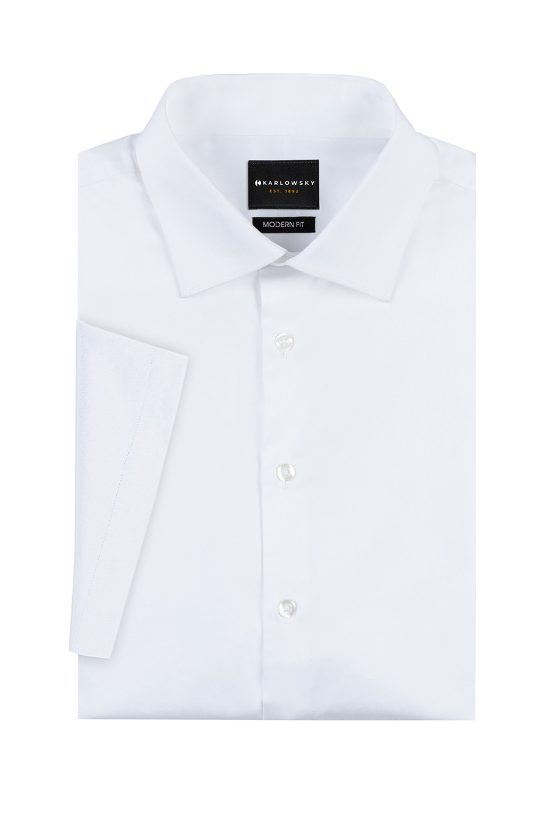 Women's Short-Sleeve Work Blouse Active-Stretch in white, slightly fitted