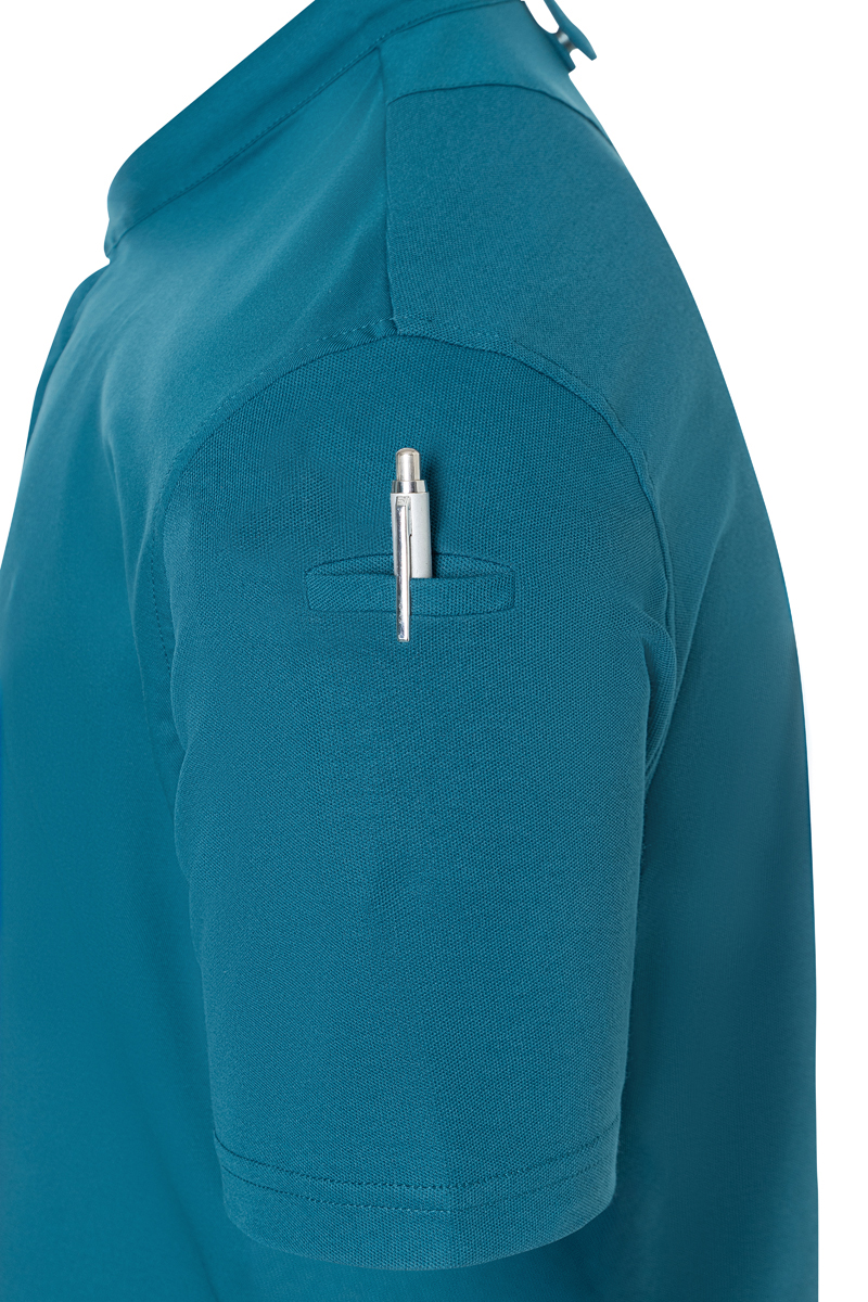 Polo-Shirt, Short-Sleeve, Zip Pocket, Türkis, Strickstoff