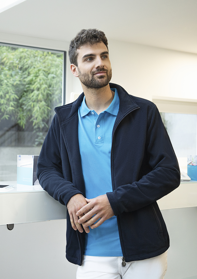 Herren Fleecejacke Warm-Up, recyceltes Polyester, Regular Fit