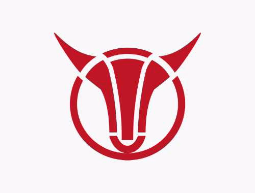 logo, emblem, rot, stier, kreis