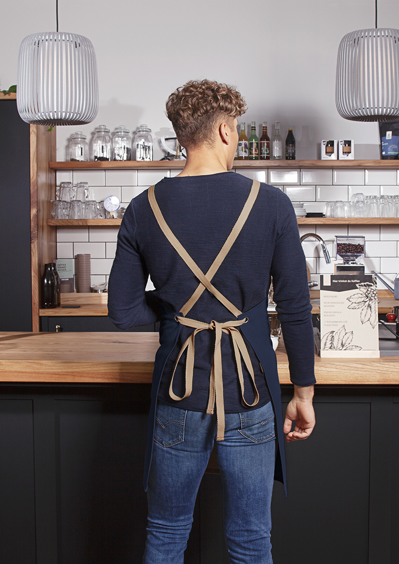 Bib Apron Urban-Nature with Cross Straps and Big Pocket