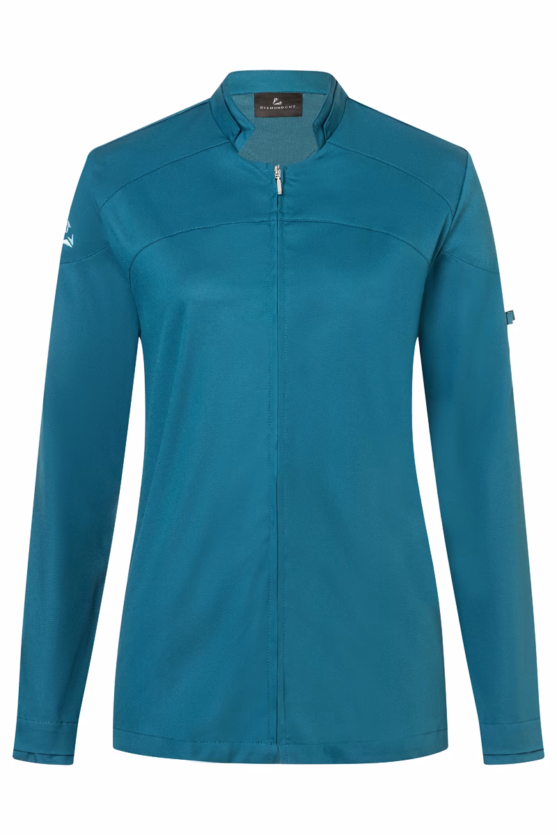 jacke, tunika, reissverschluss, langarm, teal blau, Fahnenjacke, Reißverschluss, Kollektion Diamond Cut, Langarm, Teal Blau