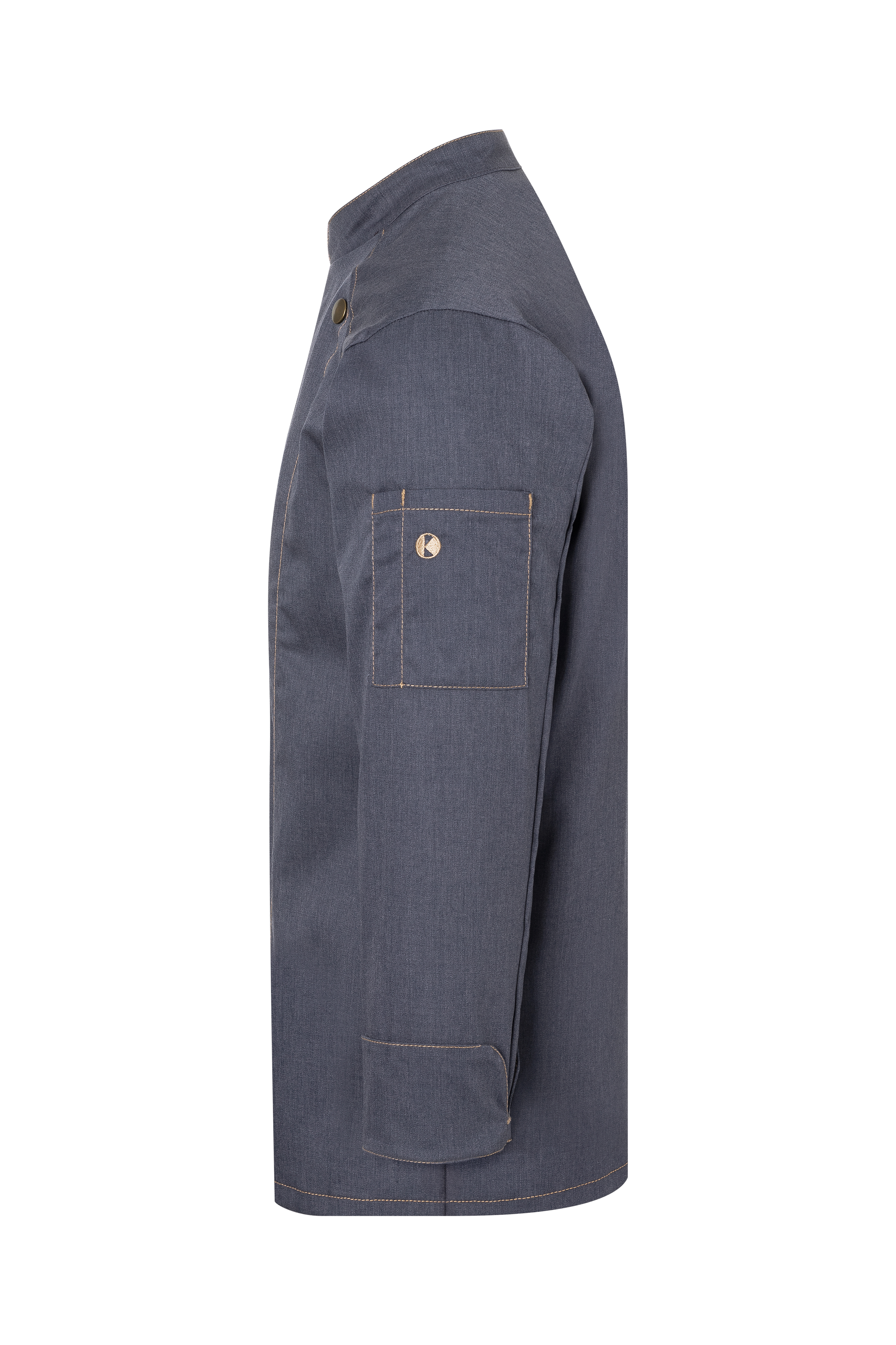 Langarm Herren-Kochjacke Jeans-Style, leicht tailliert