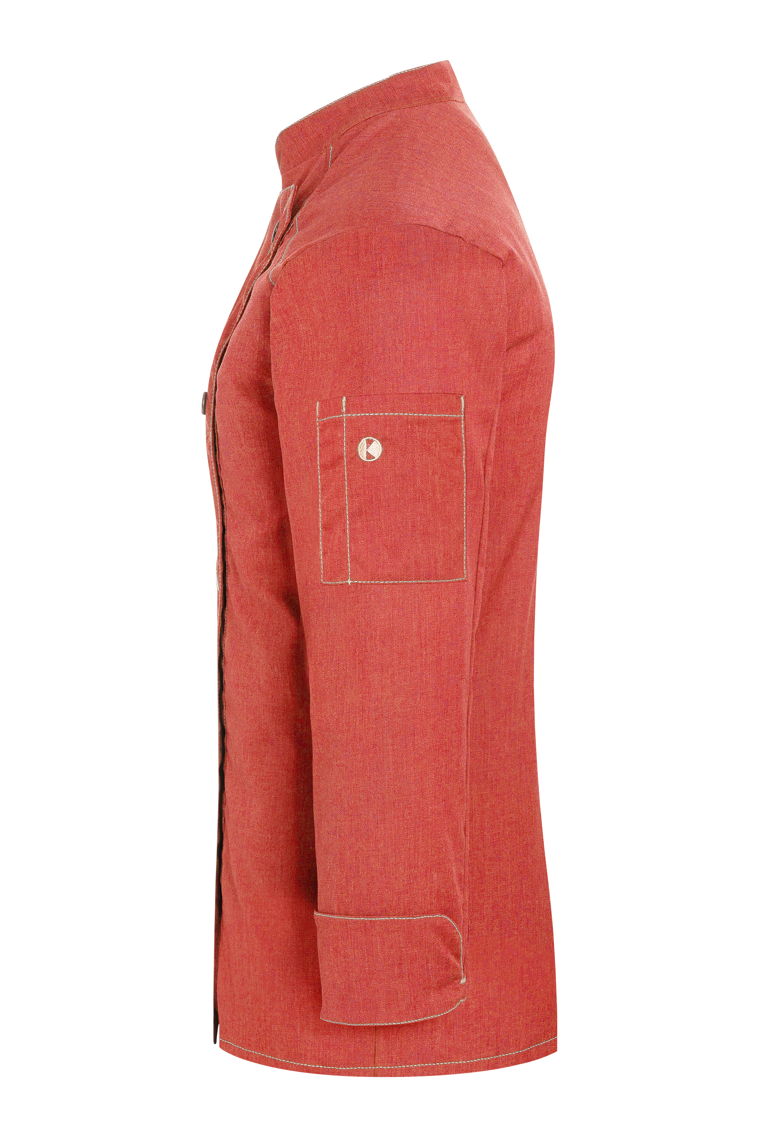 Langarm Damen-Kochjacke Jeans-Style, leicht tailliert