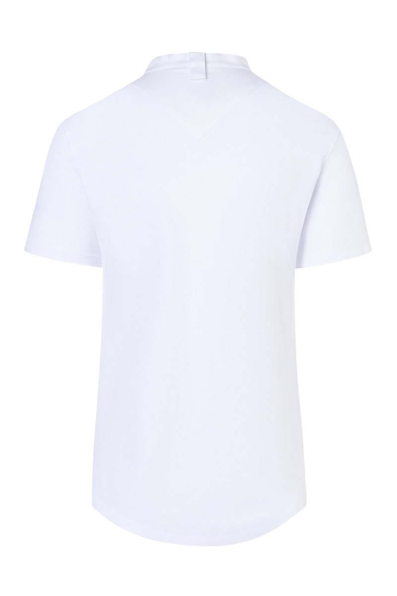 T-Shirt, Kurzarm, Weiß, Rundhalsausschnitt, Kleidung, T-Shirt, Kurzarm, Weiß, Rundhals, Rückennaht-Detail