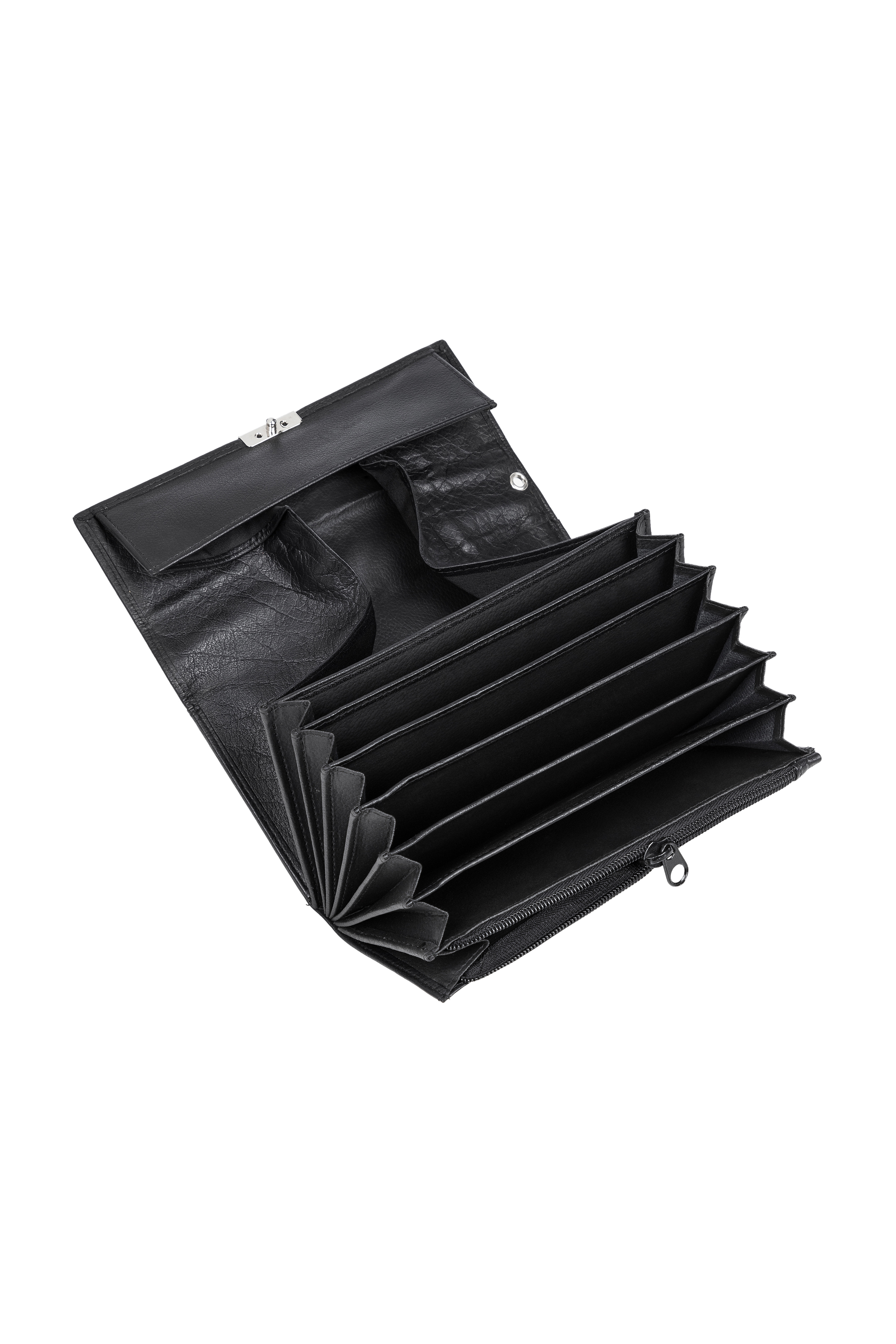 Zubehor, Tasche, Handtasche, Geldbörse, Clutch, Portemonnaie, Schwarz, Faltbar, Geldbörse, Geldbeutel, Klappwallet, Klappgeldbörse, Labelmuster?, Geldbörse, Portemonnaie, Clutch, Lasche, Faltgeldbörse