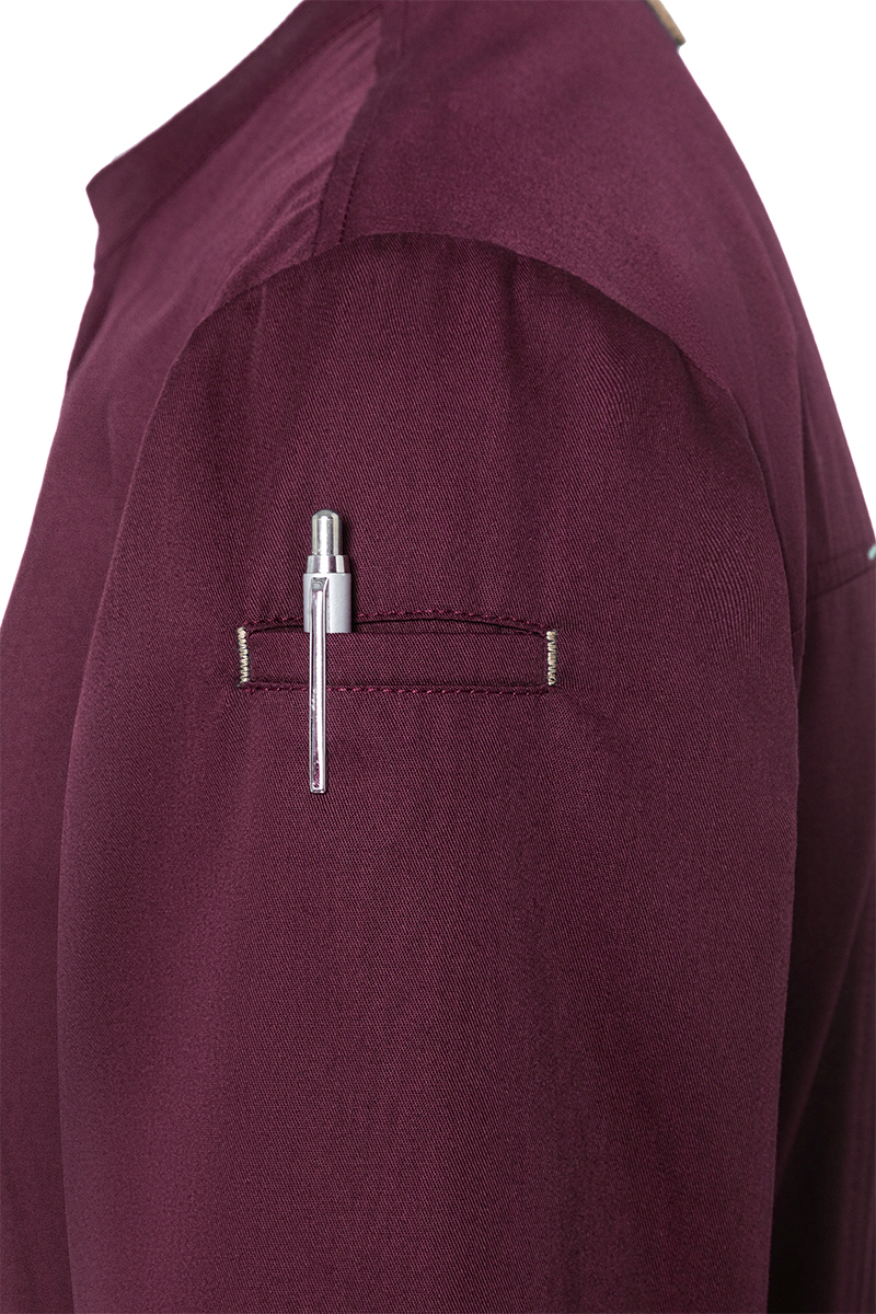 Langarm Herren-Kochjacke Green Generation in aubergine, leicht tailliert
